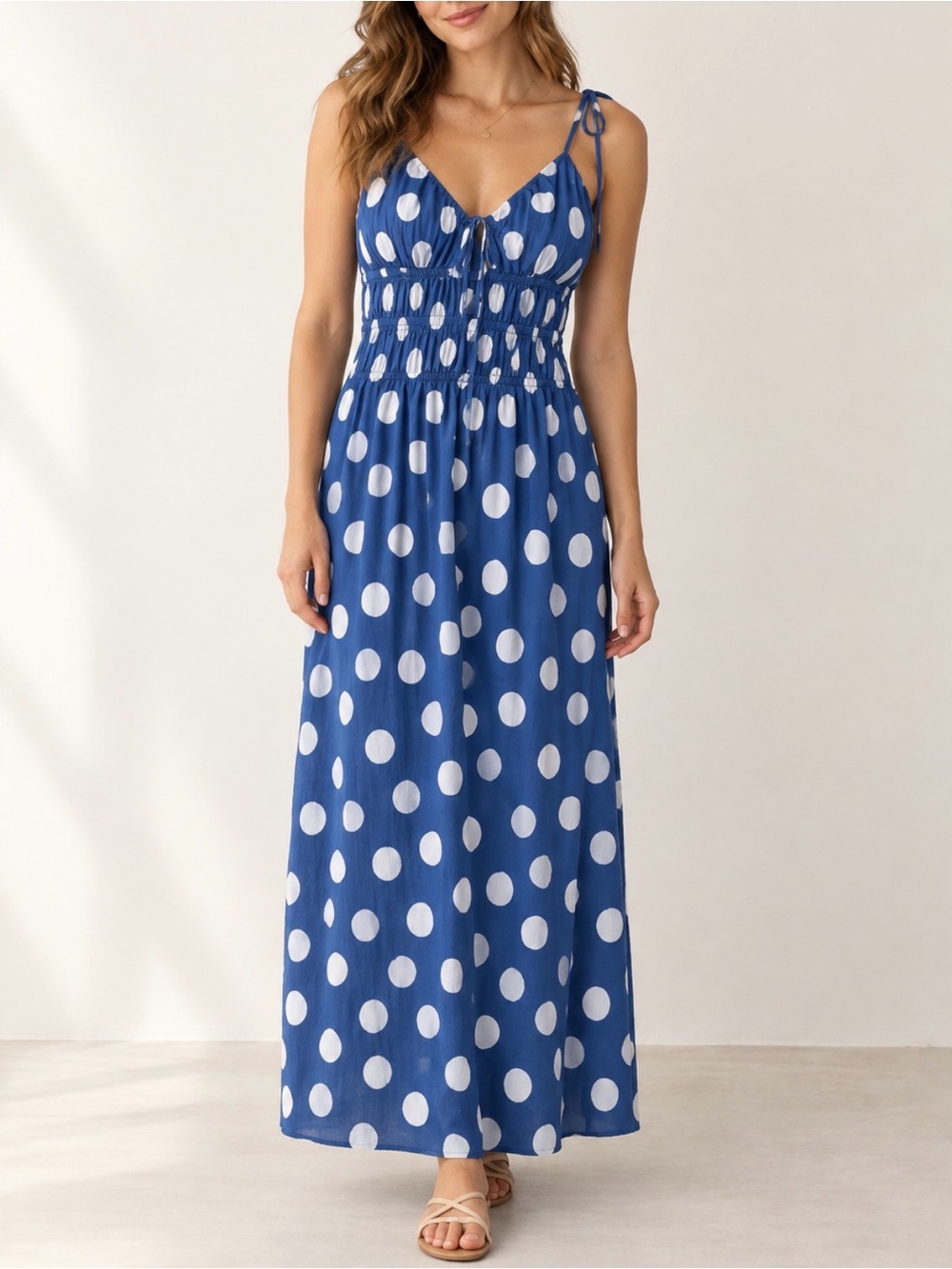 Blue Polka Dot Kids One-Piece Jumpsuit - White Dot